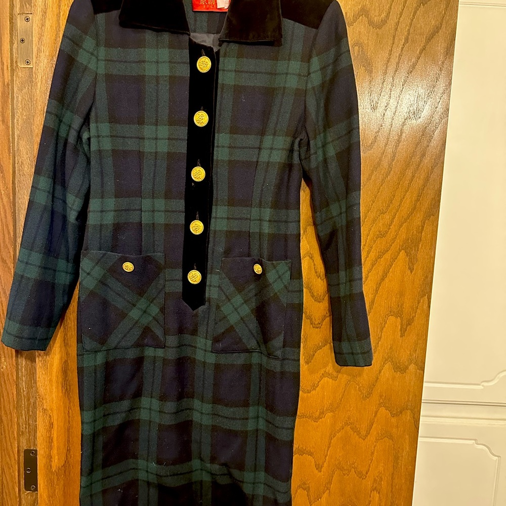 Vintage Plaid and Velvet dress sz XS
